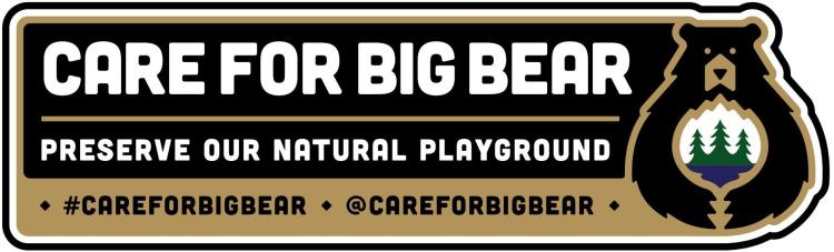 Ein digitales Logo der Care For Big Bear-Bewegung, die sich für den Erhalt unseres natürlichen Spielplatzes einsetzt.