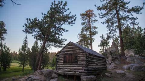 Die Hütte des Pastors im Bluff Lake von Big Bear